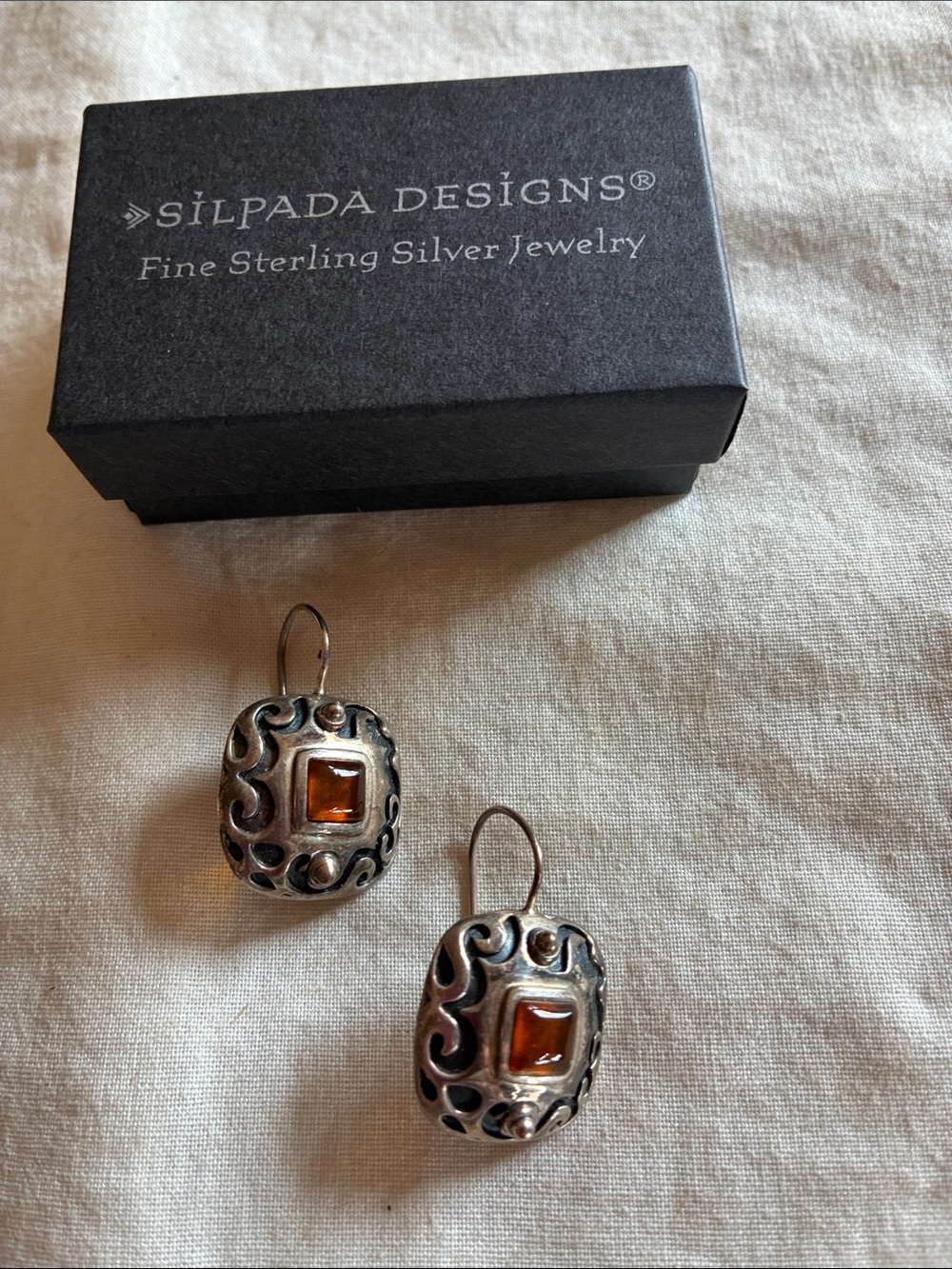 Silpada Sterling Silver Amber Drop Earrings